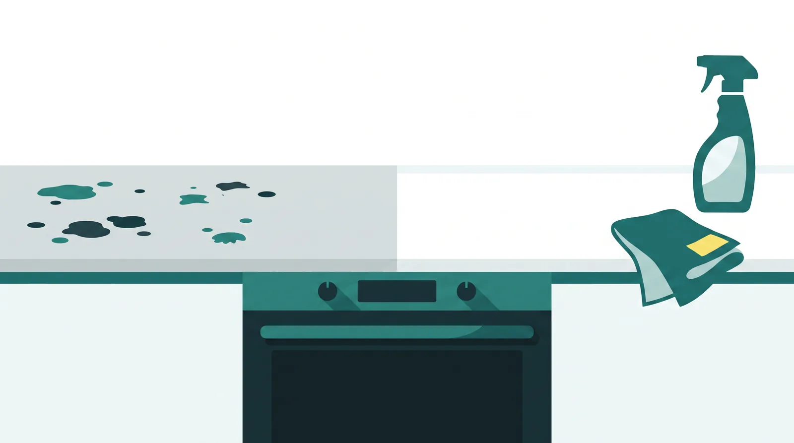 Flat-vector illustration: an oven and hob seen straight on