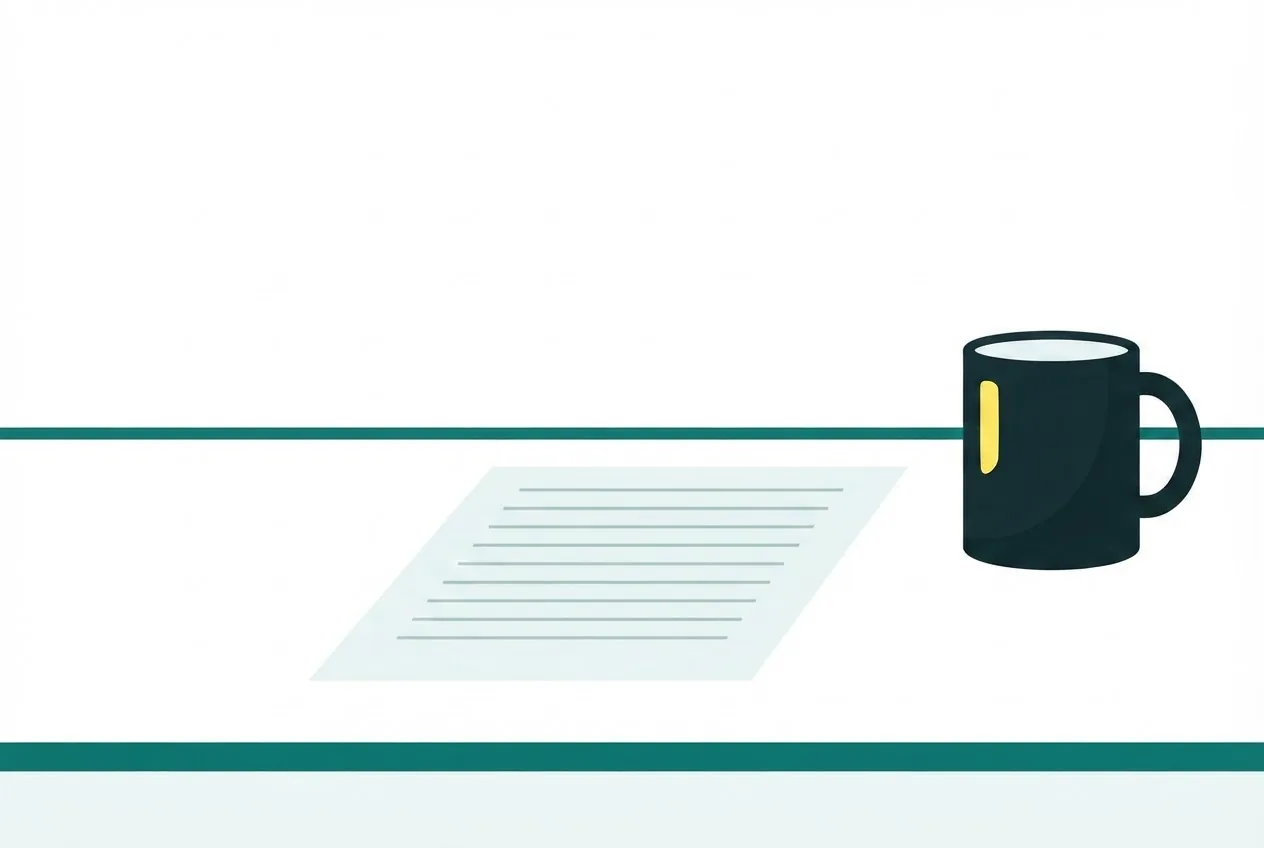 Flat-vector illustration: a single sheet of paper with plain blank ruled areas on a desk