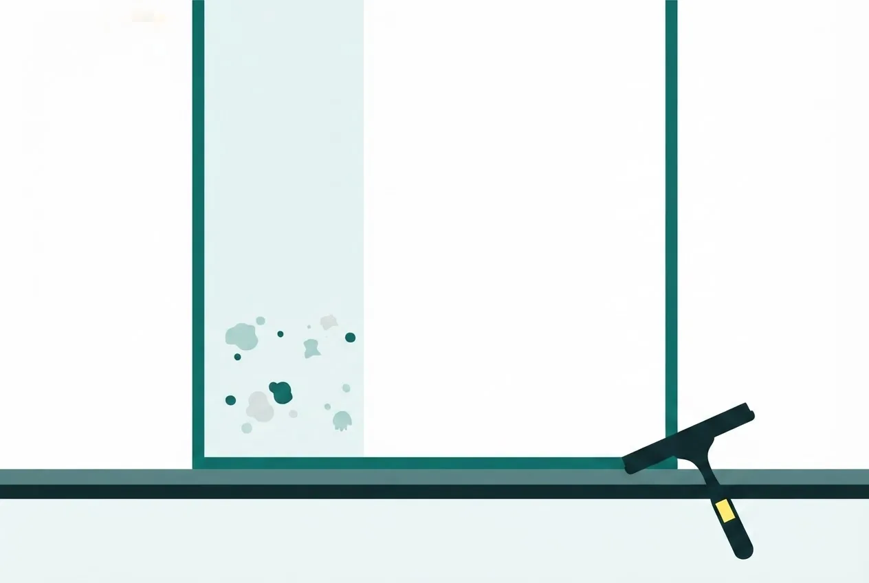 Flat-vector illustration: a tall window pane seen head-on